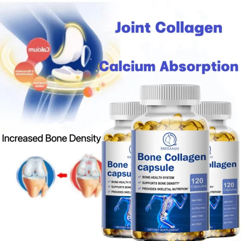 BBEEAAUU Collagen Bone Capsules for Joint Pain Bone Density Bone Growth Joint Collagen Calcium Absorption