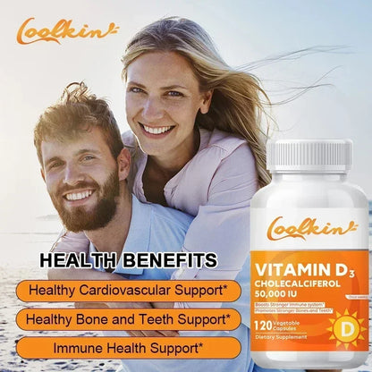 Vitamin D3 50000 IU - Immune Support, Promotes Muscle Health, Bones and Nervous System Health