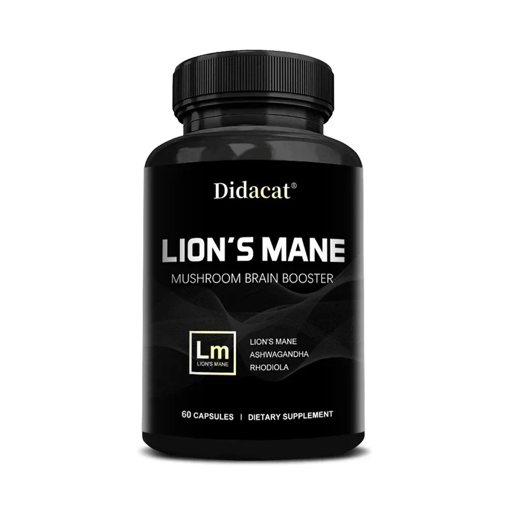 Lion's Mane Mushroom Brain Supplement - Lion's Mane, Ashwagandha, Rhodiola Rosea - Stress & Mood, Brain, Memory & Focus Immunity