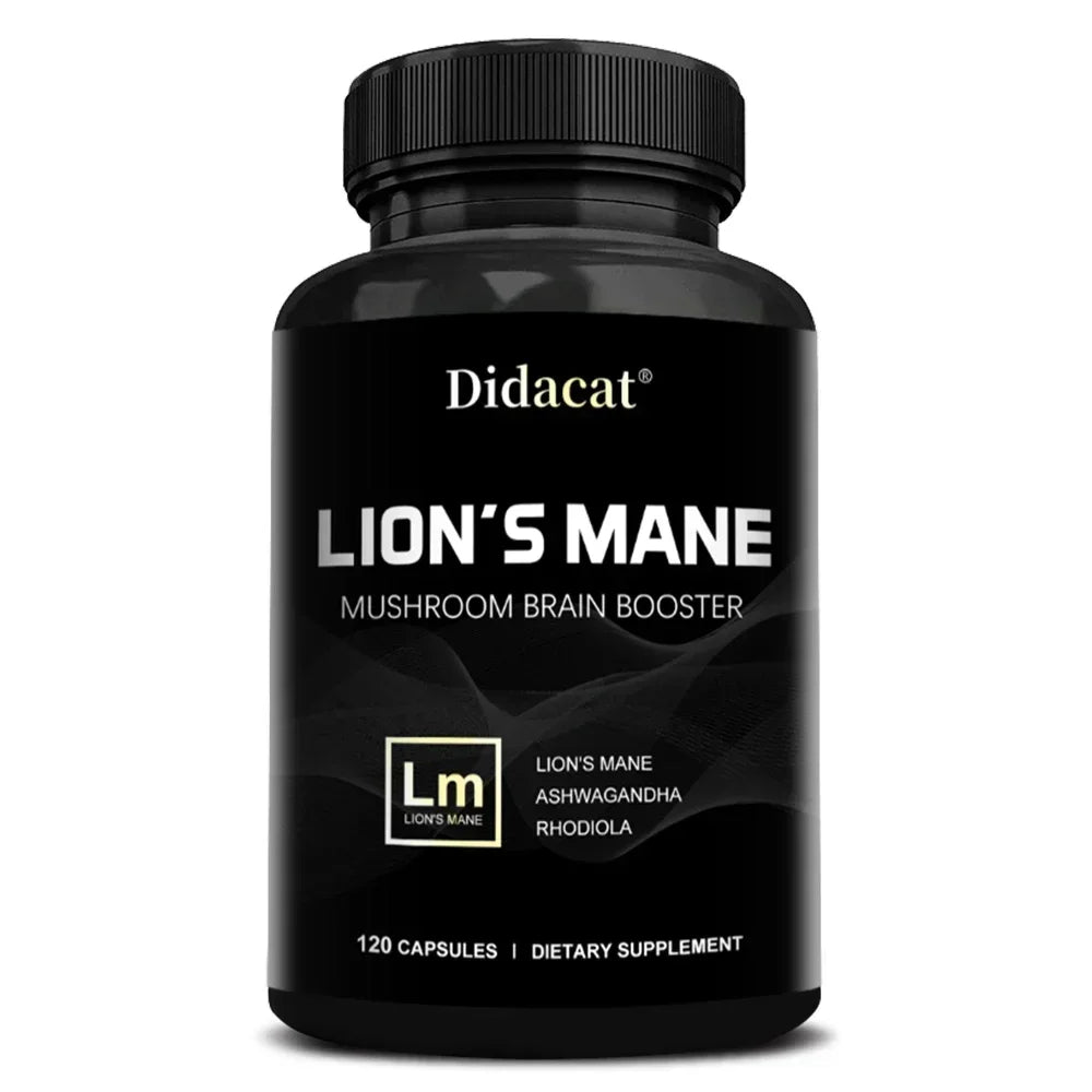 Lion's Mane Mushroom Brain Supplement - Lion's Mane, Ashwagandha, Rhodiola Rosea - Stress & Mood, Brain, Memory & Focus Immunity
