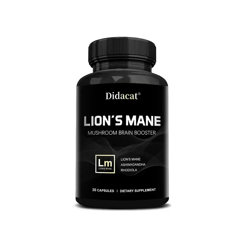 Lion's Mane Mushroom Brain Supplement - Lion's Mane, Ashwagandha, Rhodiola Rosea - Stress & Mood, Brain, Memory & Focus Immunity