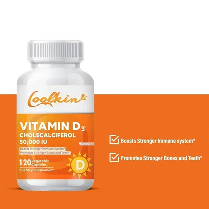 Vitamin D3 50000 IU - Immune Support, Promotes Muscle Health, Bones and Nervous System Health