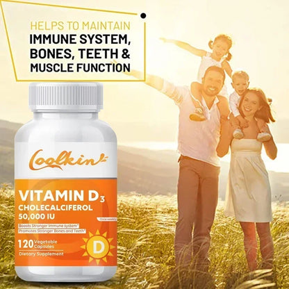 Vitamin D3 50000 IU - Immune Support, Promotes Muscle Health, Bones and Nervous System Health