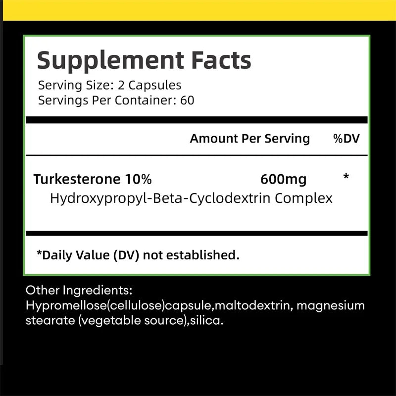 Turkesterone 600mg - Supports Muscle Mass, Strength, Performance and Recovery, and Improves Energy Levels & Endurance