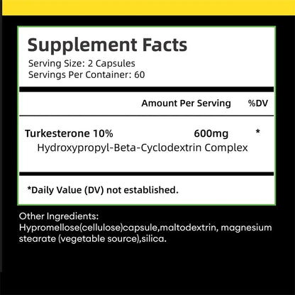Turkesterone 600mg - Supports Muscle Mass, Strength, Performance and Recovery, and Improves Energy Levels & Endurance