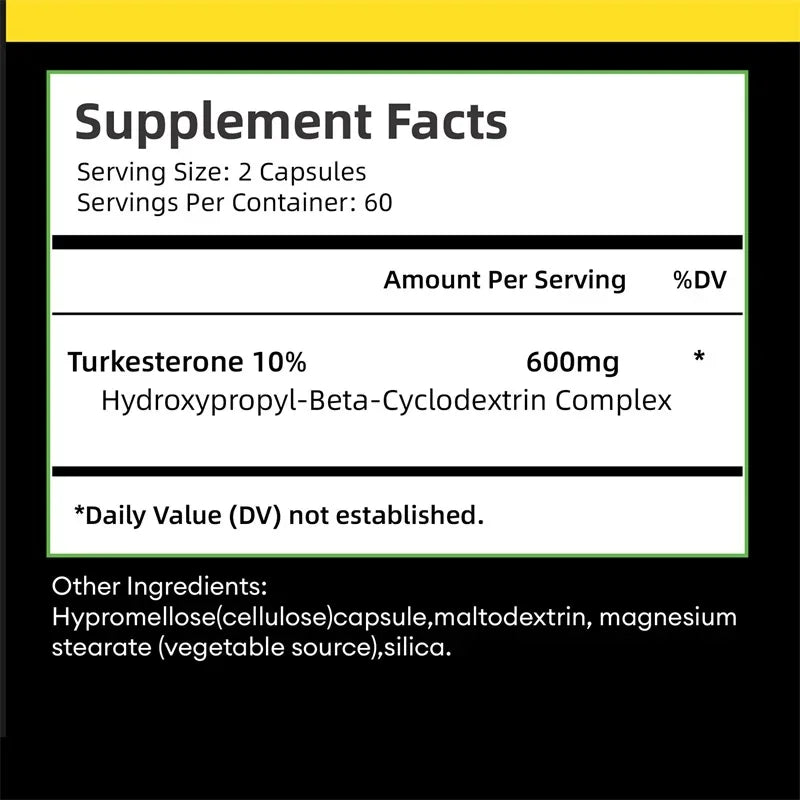Turkesterone 600mg - Supports Muscle Mass, Strength, Performance and Recovery, and Improves Energy Levels & Endurance