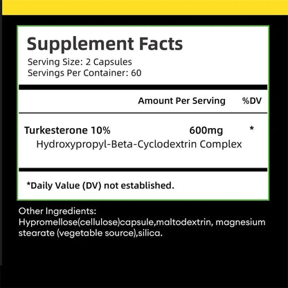 Turkesterone 600mg - Supports Muscle Mass, Strength, Performance and Recovery, and Improves Energy Levels & Endurance