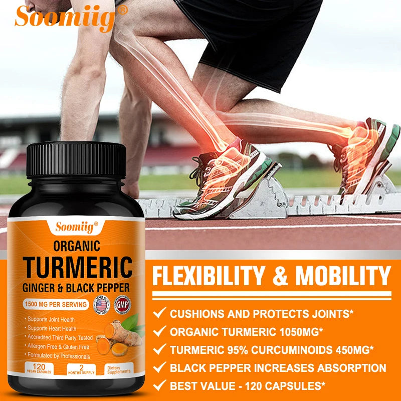 Turmeric Curcumin Capsules - with Black Pepper 95% Curcumin Complex - for Joint, Digestive & Immune Support Supplement