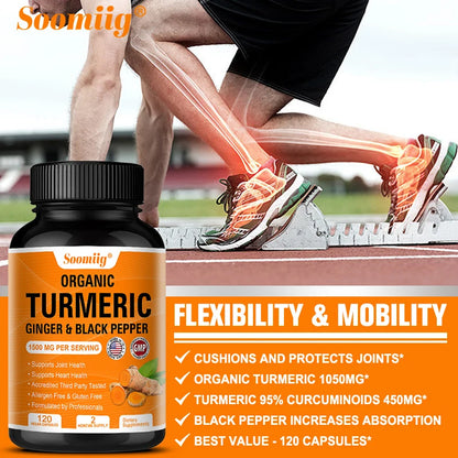 Turmeric Curcumin Capsules - with Black Pepper 95% Curcumin Complex - for Joint, Digestive & Immune Support Supplement