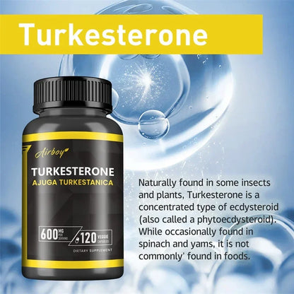 Turkesterone 600mg - Supports Muscle Mass, Strength, Performance and Recovery, and Improves Energy Levels & Endurance