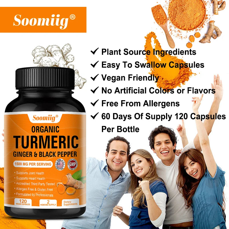 Turmeric Curcumin Capsules - with Black Pepper 95% Curcumin Complex - for Joint, Digestive & Immune Support Supplement